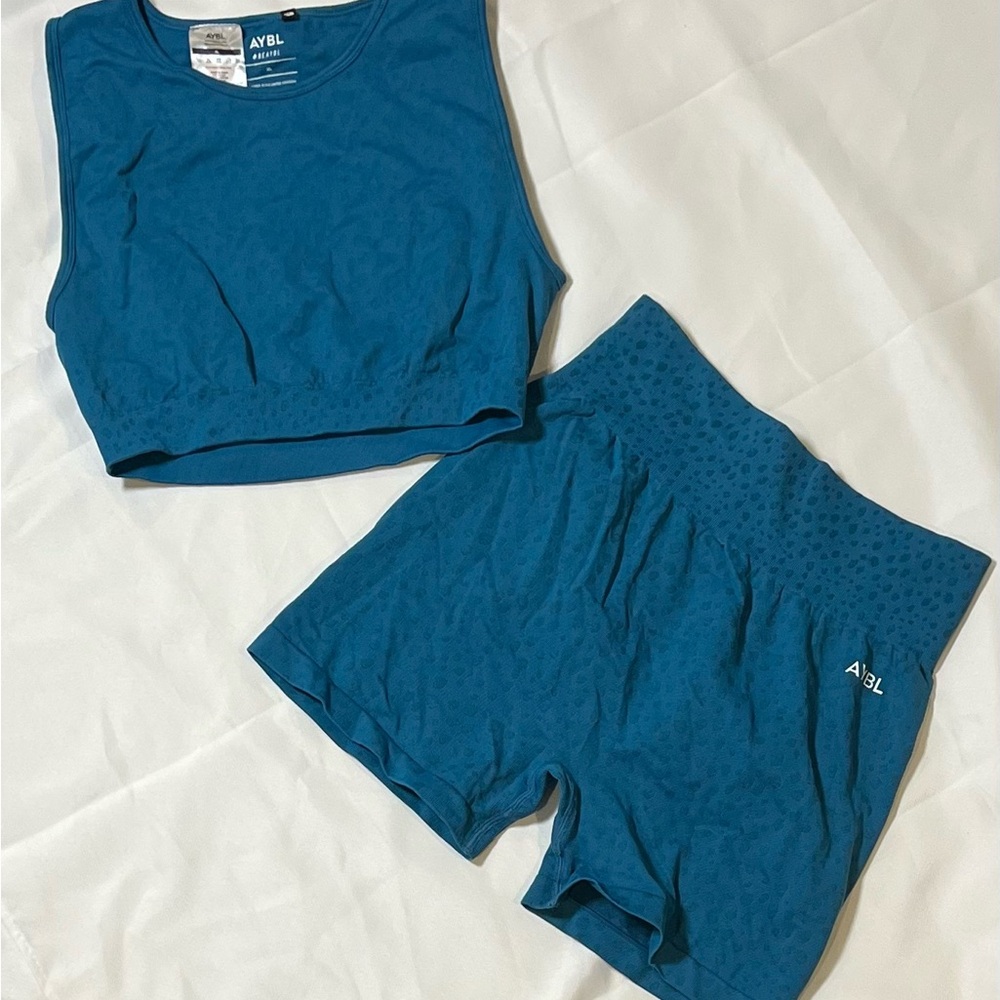 AYBL Teal Bike Shorts with Matching Crop Tank